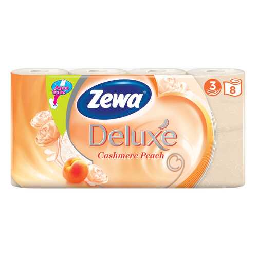 Туалетная бумага Zewa Deluxe Персик, 3 слоя, 8 рулонов в Тианде