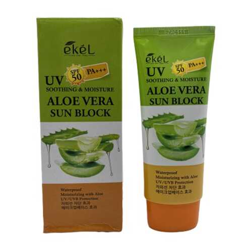 Солнцезащитный крем с алоэ Ekel UV aloe ampule sun block SPF50+PA+++ в Тианде