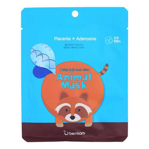 Маска для лица berrisom Animal Mask Placenta+Adenosine - Racoon 25 мл в Тианде